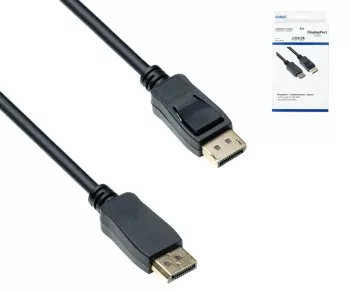 DisplayPort 1.4 Kabel, 2x DP Stecker, 8K, Unterstützung 8K/60HZ, 32.4GBpS, schwarz, DINIC Box mit Euroloch, 2m